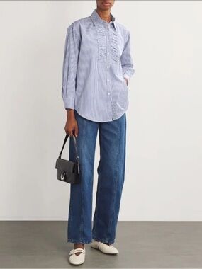 SANDRO Cotton Striped Collared Shirt